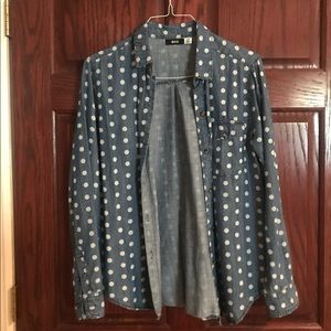 BDG (Urban Outfitters) Polka-dot Denim Button-up